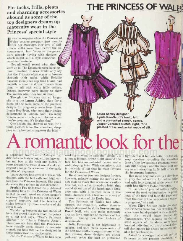1982: FEBRUARY.   A ROMANTIC LOOK FOR THE ROYAL MOTHER-TO-BE,  DAVID NEILL, JULIA FIRTESCUE