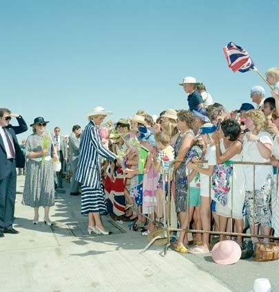 January 28, 1988: Prince Charles & Princess Diana greeting the waiting crowds in Adelaide, Australia. 